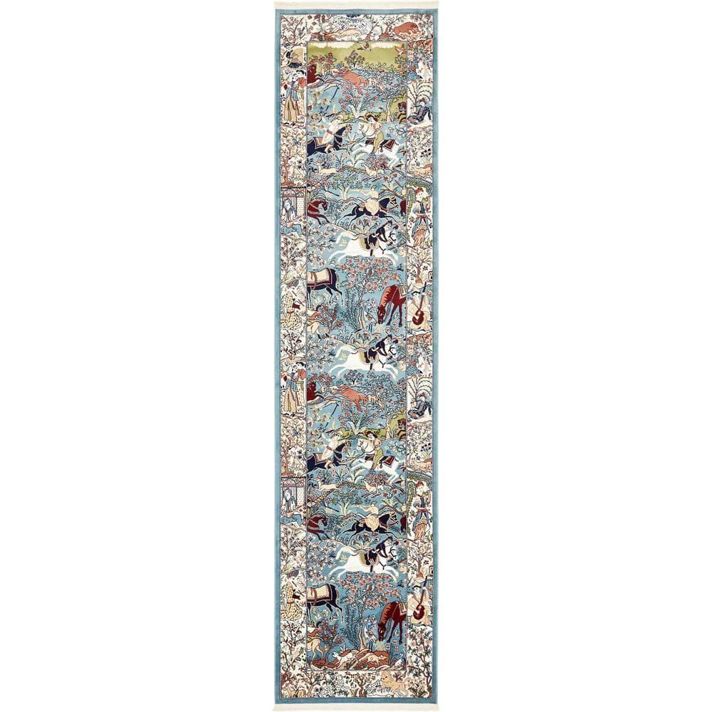 Unique Loom Narenj Birmingham Area Rug ,Blue ,3'x13'