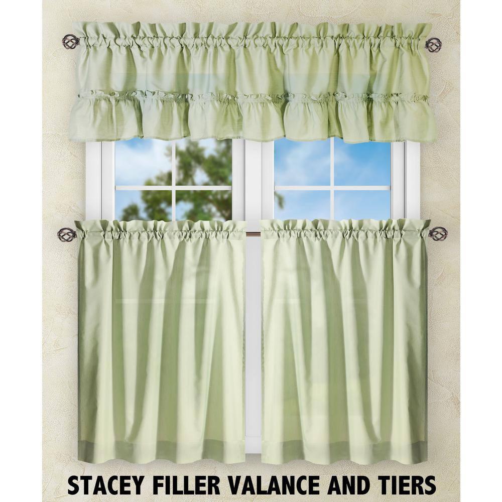 Ellis Stacey 1.5" Rod Pocket High Quality Fabric Solid Color Window Ruffled Filler Valance 54"x13" Sage