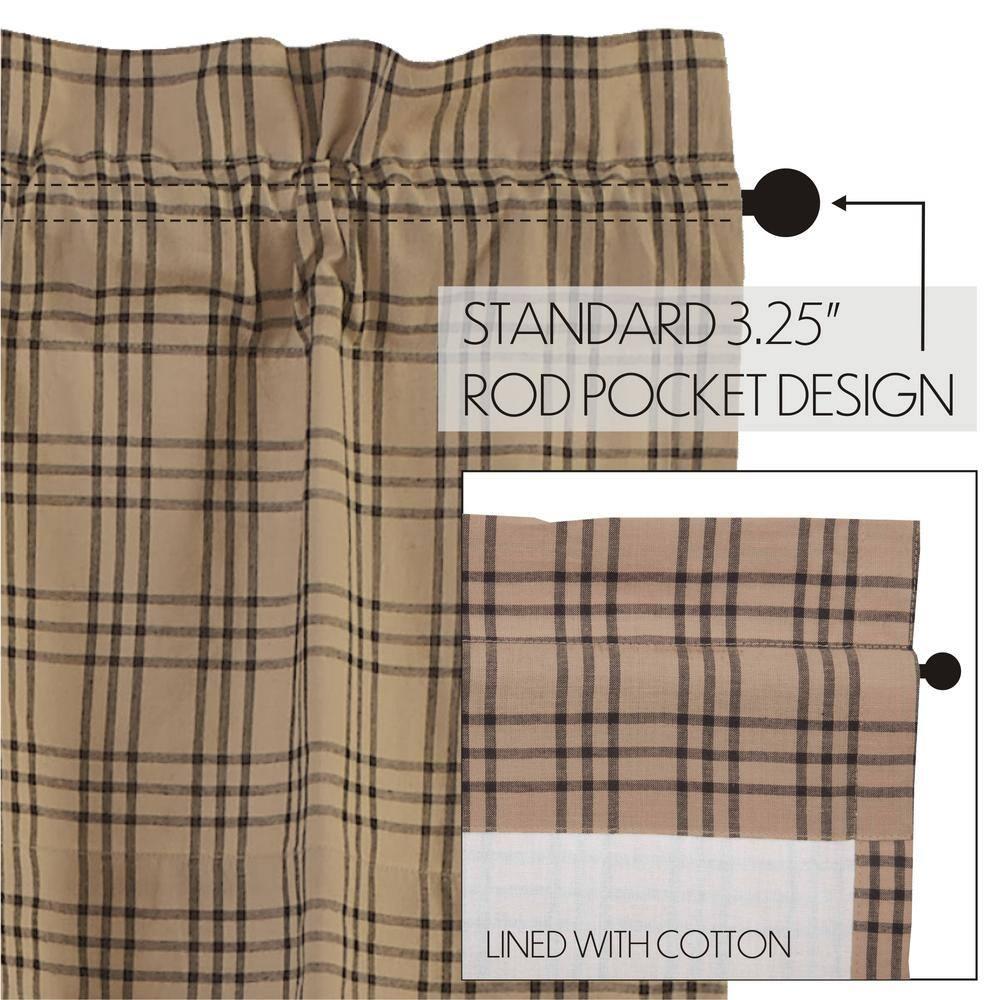 Sawyer Mill Charcoal Plaid Cotton Rod Pocket Valance, 16x60 Inches