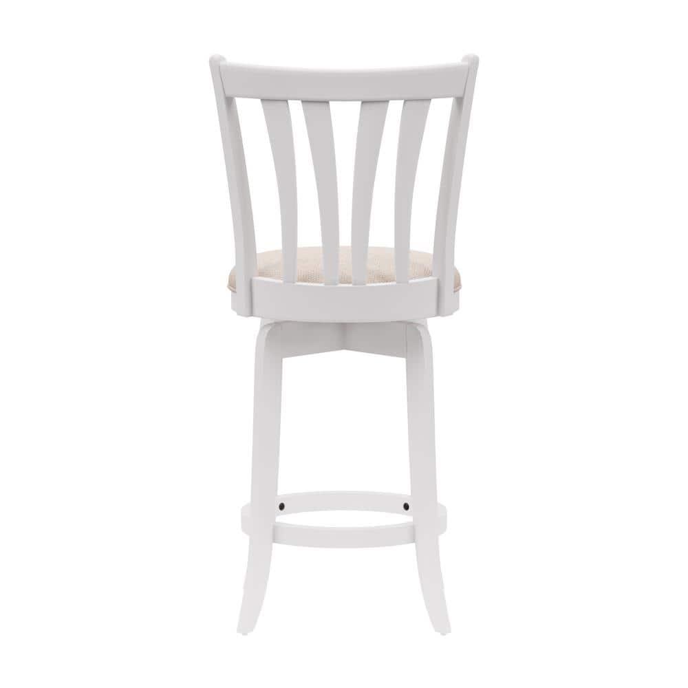 25.25" Savana Wood Swivel Counter Height Barstool White - Hillsdale Furniture: Matte Finish, Cream Upholstery
