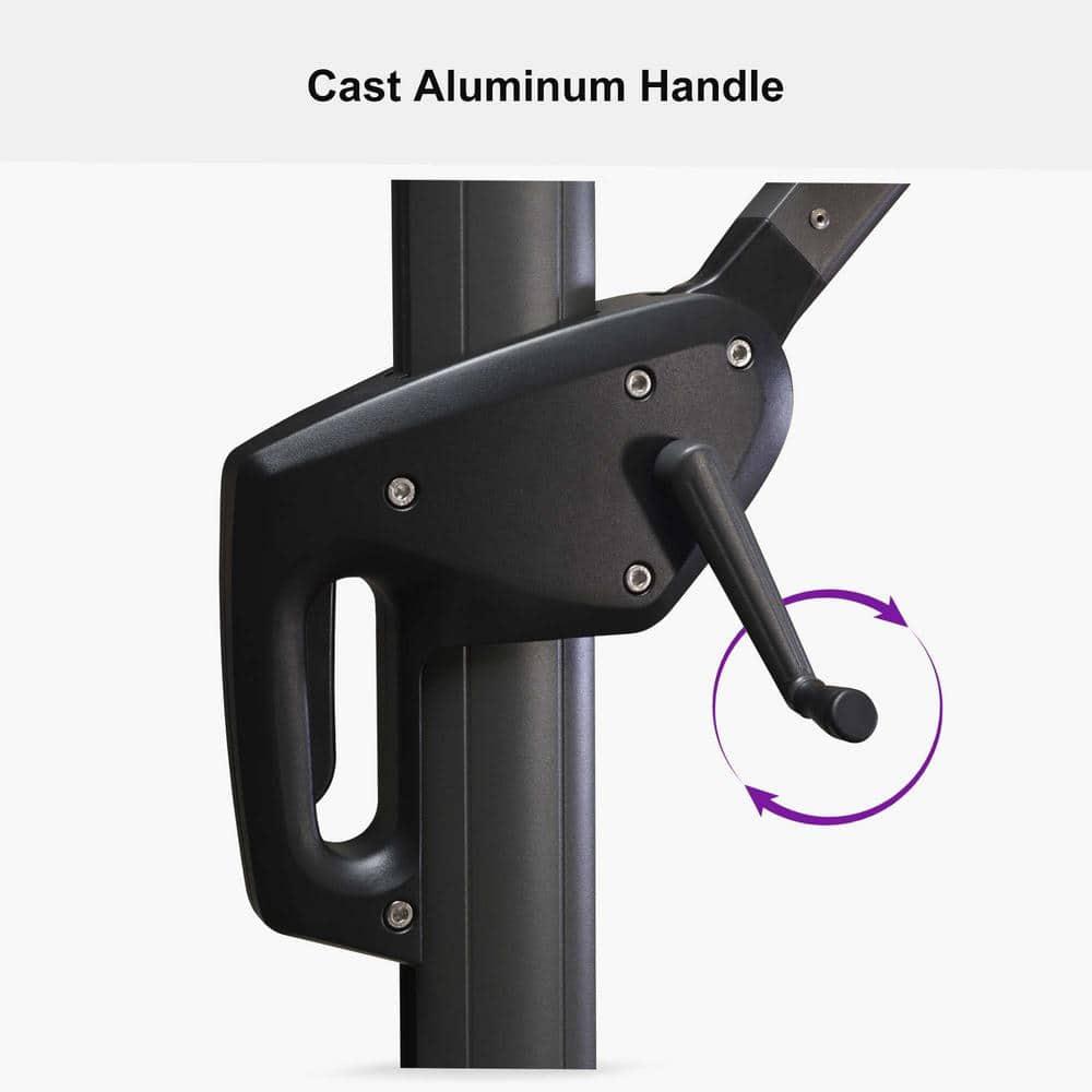 PURPLE LEAF 8 Feet Patio Umbrella Outdoor Cantilever Square Umbrella Aluminum Offset Umbrella with 360-degree Rotation for Garden Deck Pool Patio, Light Grey