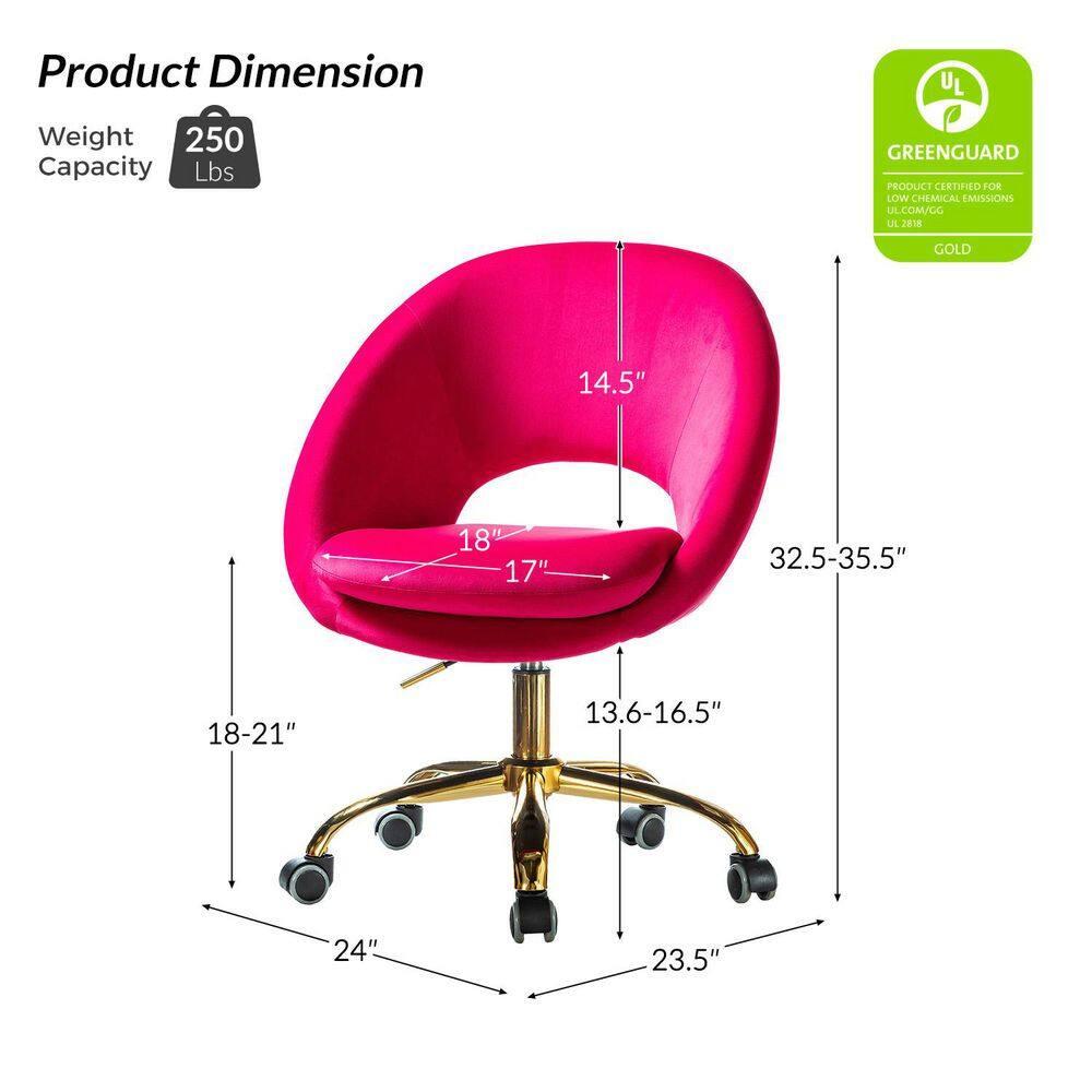 Velvet Swivel Rolling Home Office Chair Adjustable Desk Chair Fuchsia