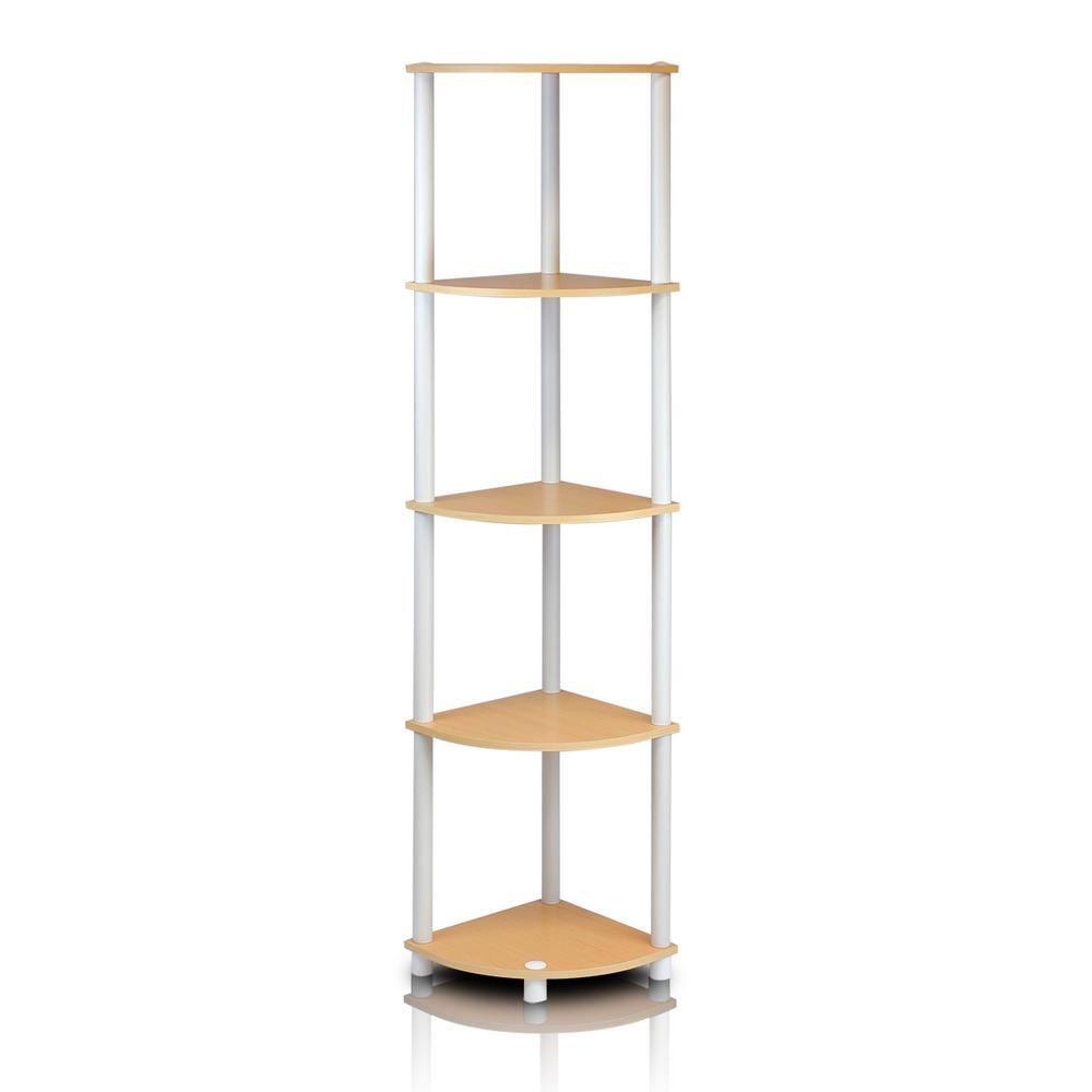 Furinno 2-99811BE Turn-N-Tube 5-Tier Corner Multipurpose Display Shelves, Set of 2