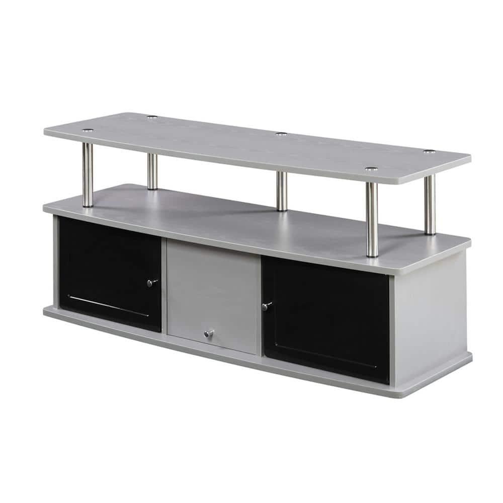 Designs2Go TV Stand with 3 Storage Cabinets and Shelf for TVs up to 55 inches, Gray