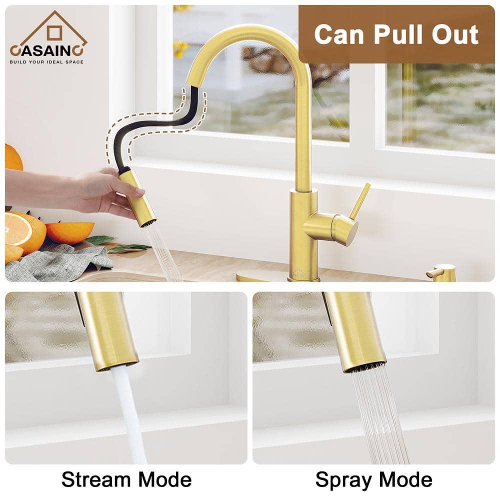 Willow Single-Handle Pull Down Sprayer Kitchen Faucet with Infrared Sensor, Soap Dispenser and Deck Plate
