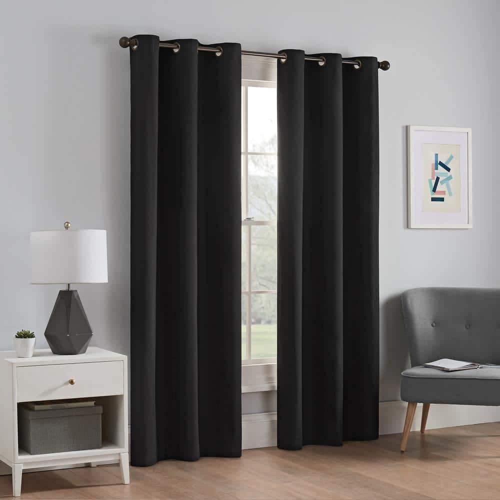 Eclipse Microfiber Blackout Grommet Curtains, Solid Thermaback Window Curtains