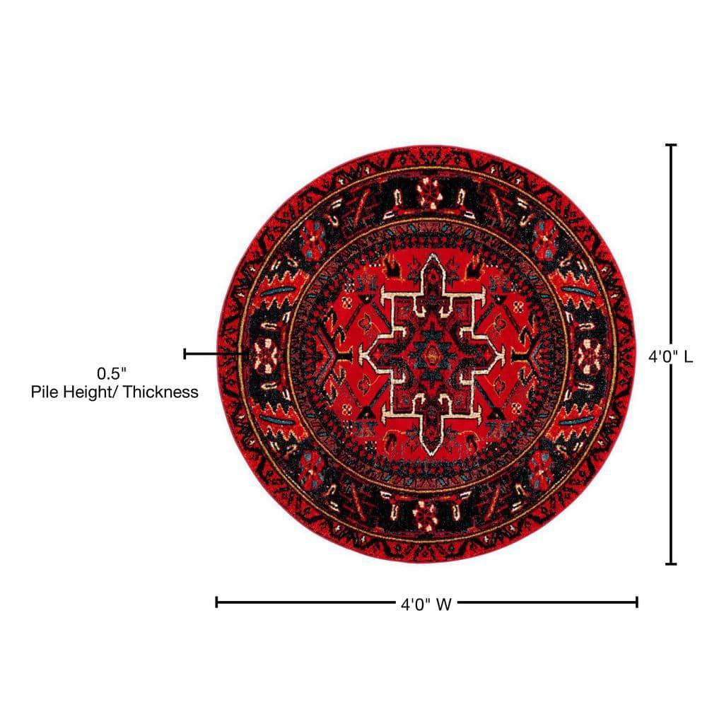 Vintage Hamadan VTH211 Power Loomed Area Rug - Red/Multi - 4' round - Safavieh.