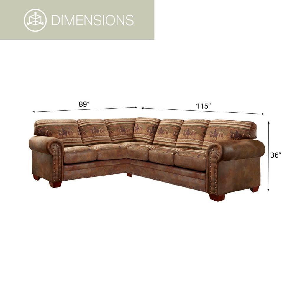 American Furniture Classics, Model 8506-40K Wild Horses Two Piece Living Room Sectional Sofa