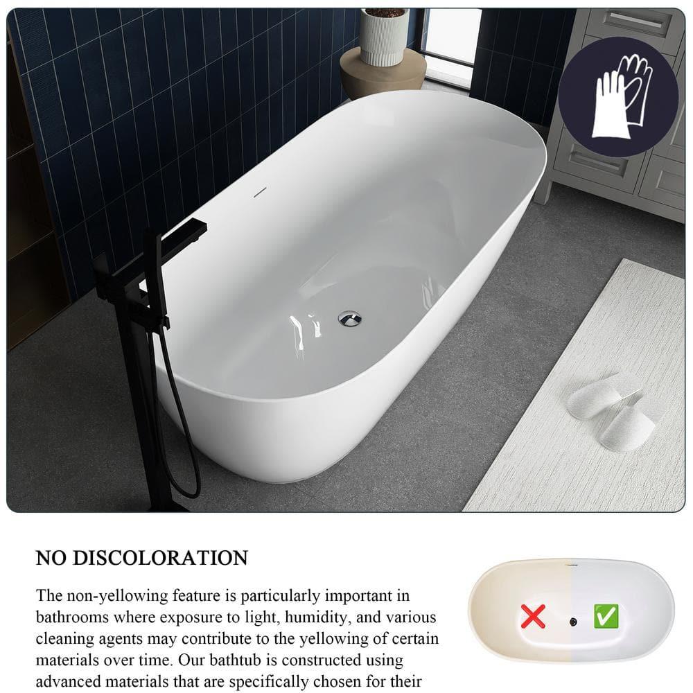 Staykiwi 67'' x 29'' Freestanding Soaking Plastic / Acrylic Bathtub JJCS04BT-67
