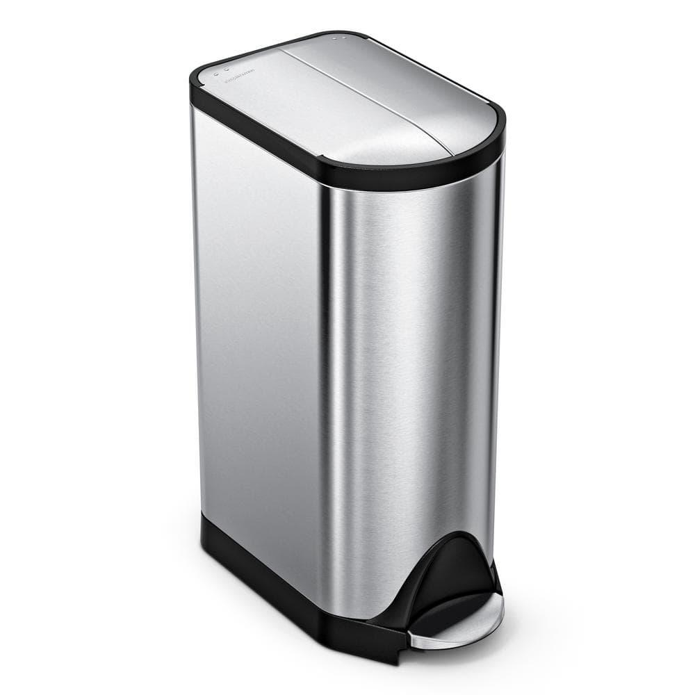 simplehuman Butterfly Lid Kitchen Step Trash Can, Brushed Stainless Steel