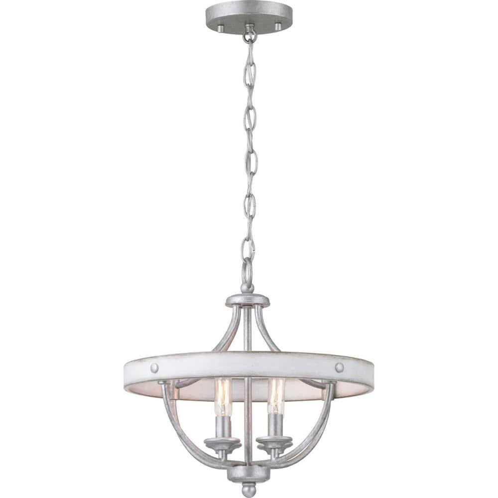 Progress Lighting Gulliver 4-Light Semi-Flush Galvanized Ceiling Light, Wood Grained Texture Shade