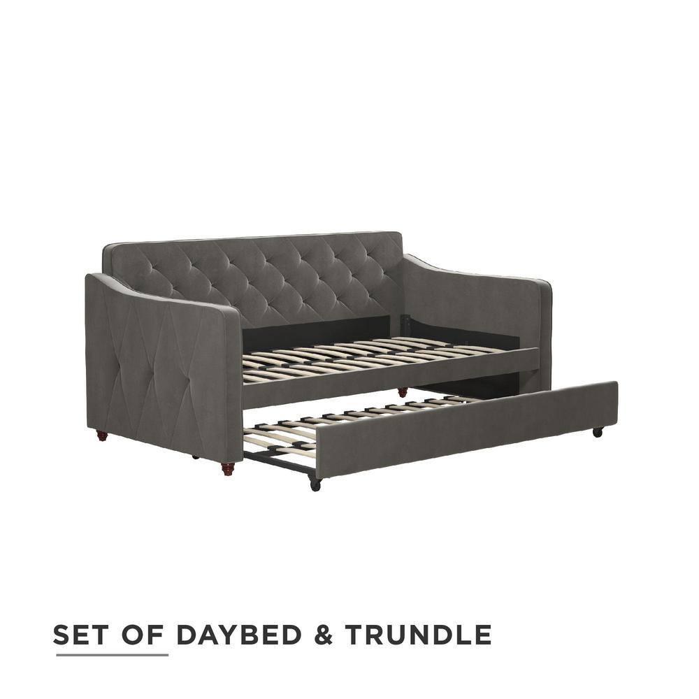 Vintage Upholstered Daybed with Trundle