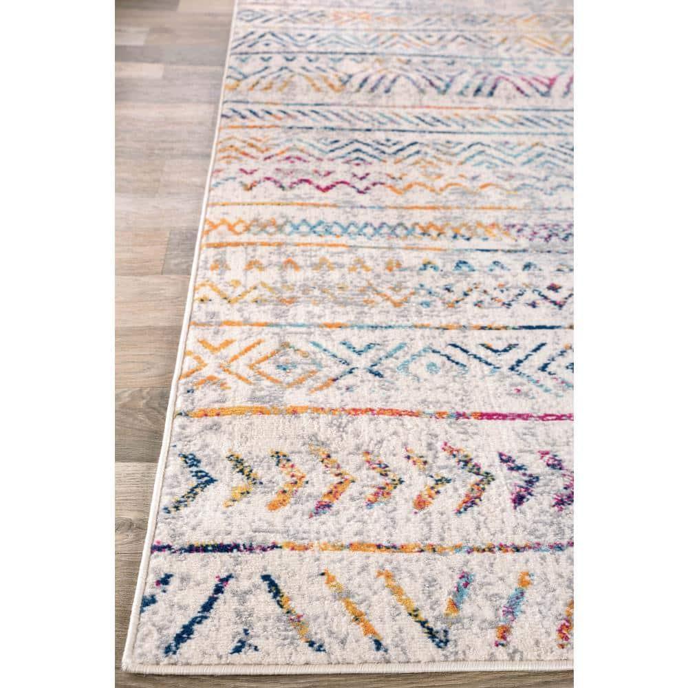 World Rug Gallery Geometric Distressed Bohemian Multicolored 2' x 7' Runner Rug