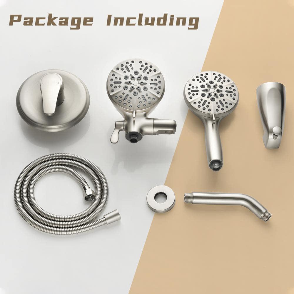 Shower Tub Kit Dual Shower System with Tub Spout Tub and Shower Faucet Set Complete Dual Shower Head and Handheld Combo Set Tub and Shower Trim Kit Brushed Nickel