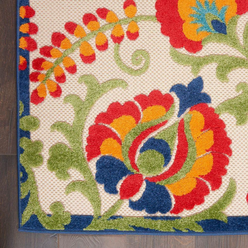 Nourison Aloha Floral Textured Flatweave High-Low Indoor Outdoor Runner Rug Multicolor 2' x 6'