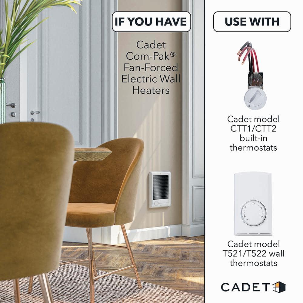 White 1500W Electric Wall Heater with Thermostat and Automatic Shut-off