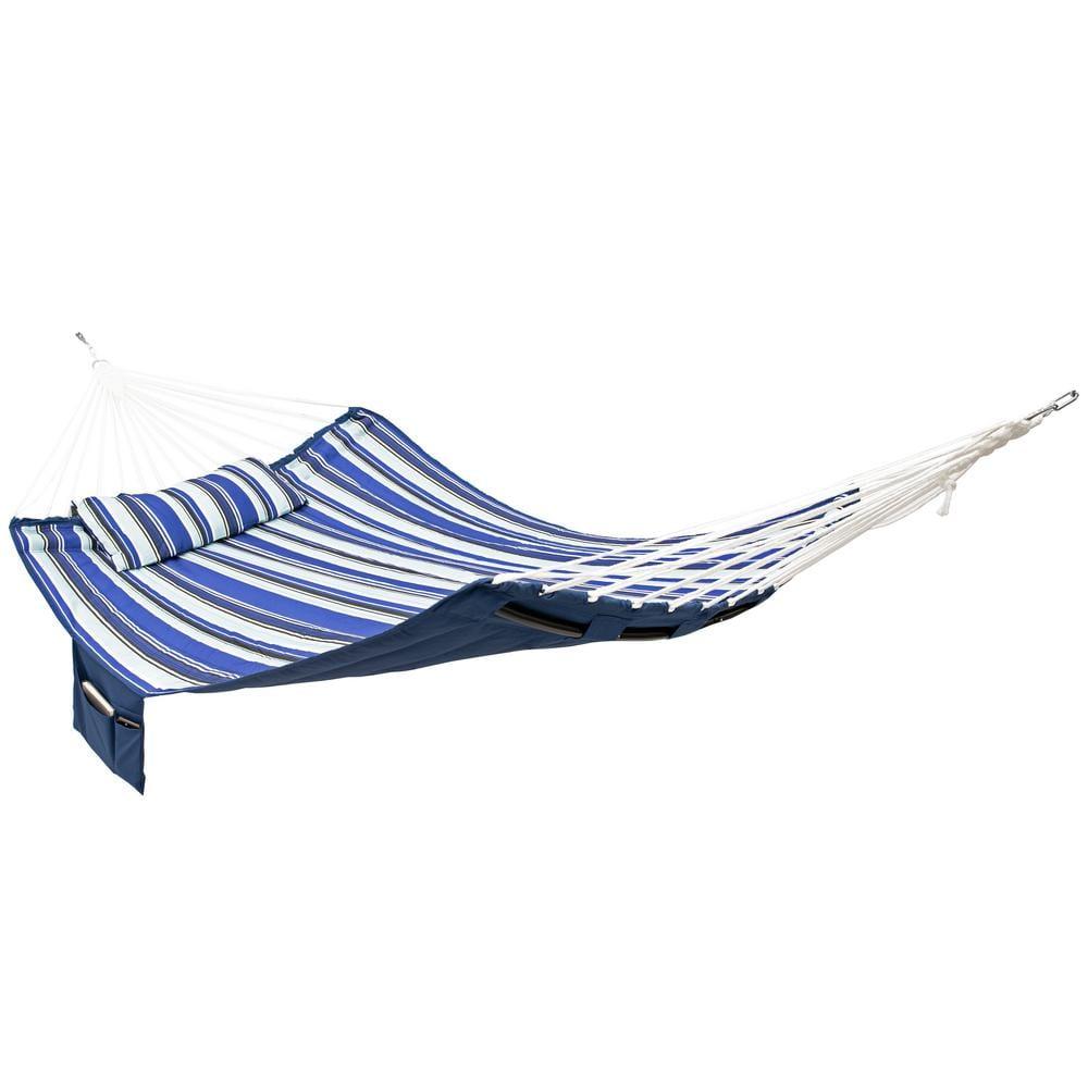 Arlmont & Co. Patrricia Quilted Polyester Curved Metal Spreader Bar Hammock with Pillow - Catalina Beach