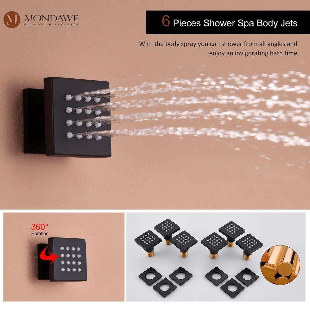 Herathena 3 Functions Ceiling Mounted Luxury Shower System with 6 Body Jets (Rough-in Valve Included)