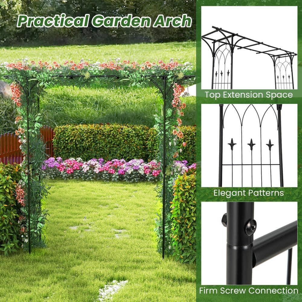 Resenkos Outdoor Decor,81 Inch Garden Arbor Metal Archway for Climbing Plants-Black