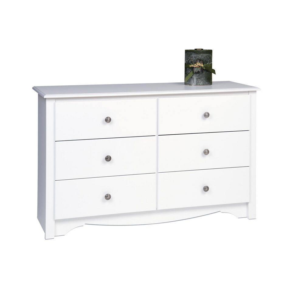 Prepac Monterey Dresser White: 6-Drawer Storage, Wood Composite, Bedroom Furniture, 29"H x 48"W