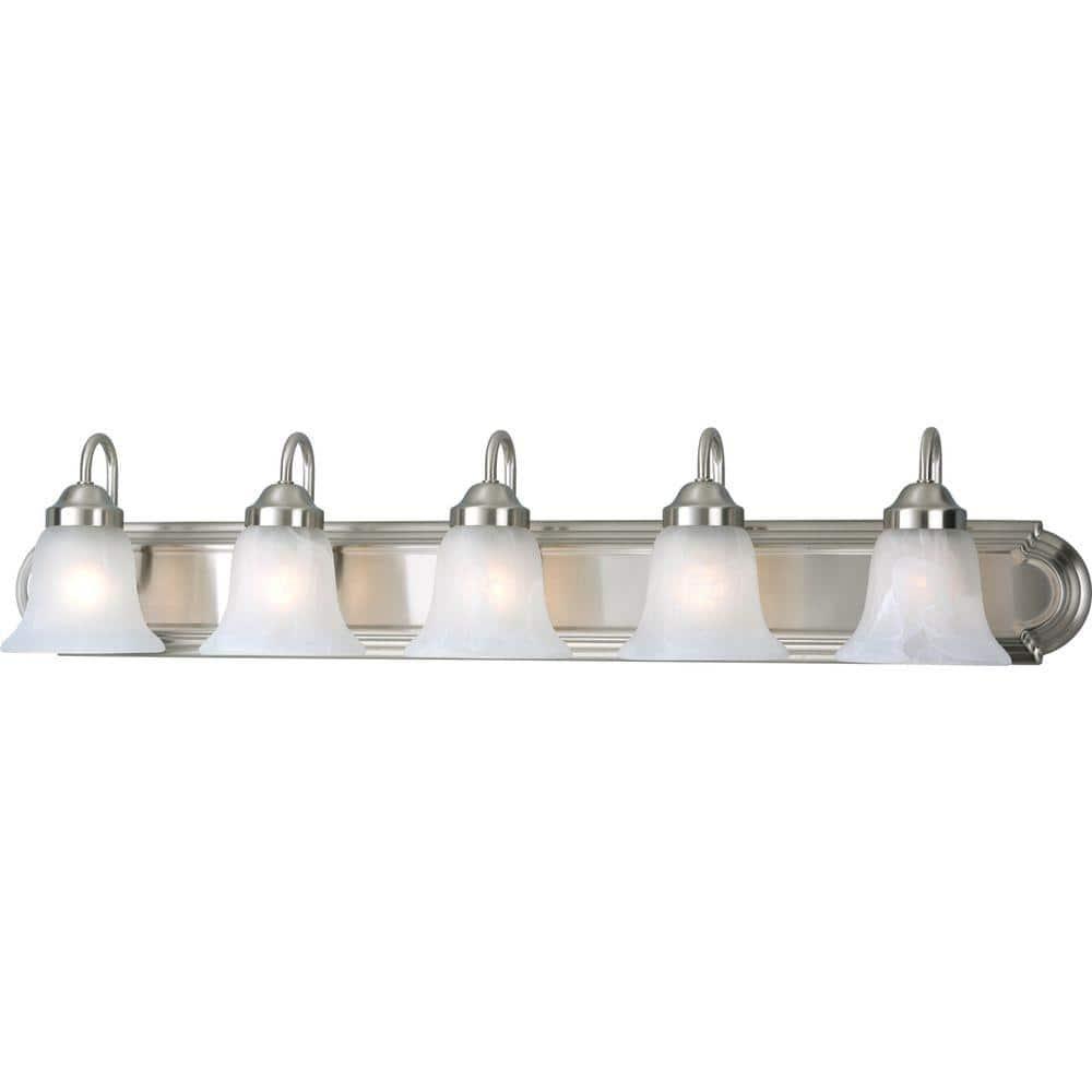 Progress Lighting Builder 5-Light Bath Bracket, Brushed Nickel, Alabaster Glass