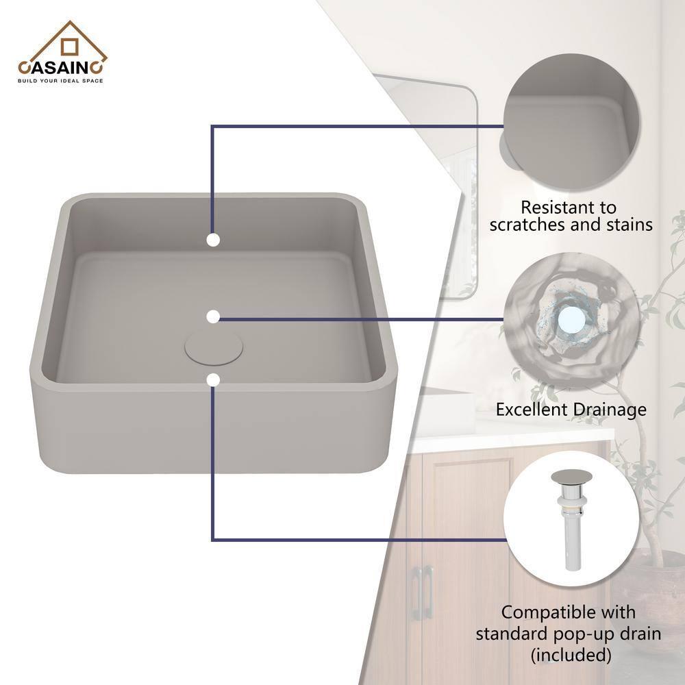 CASAINC CASAINC Maple 15.35'' Concrete Square Bathroom Sink CA-VS1020-CC
