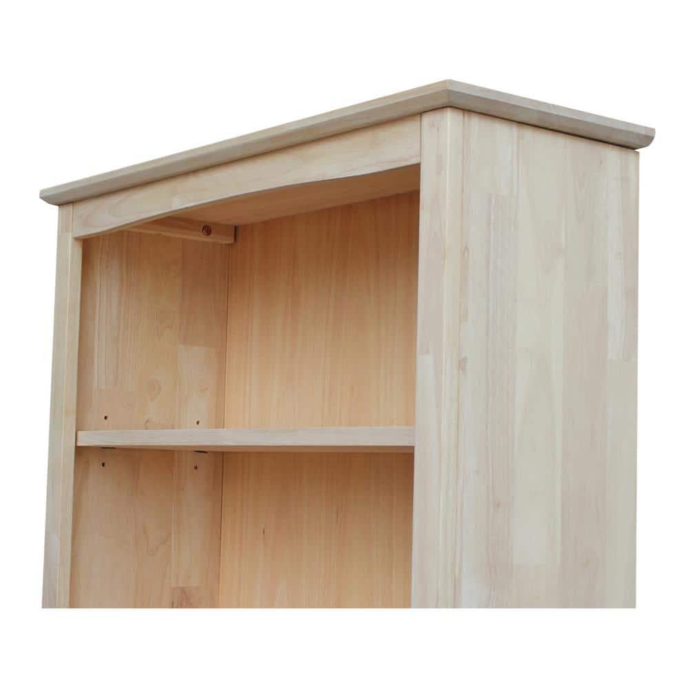 60" Shaker Bookshelf Unfinished - International Concepts: Solid Parawood, 5-Shelf Storage