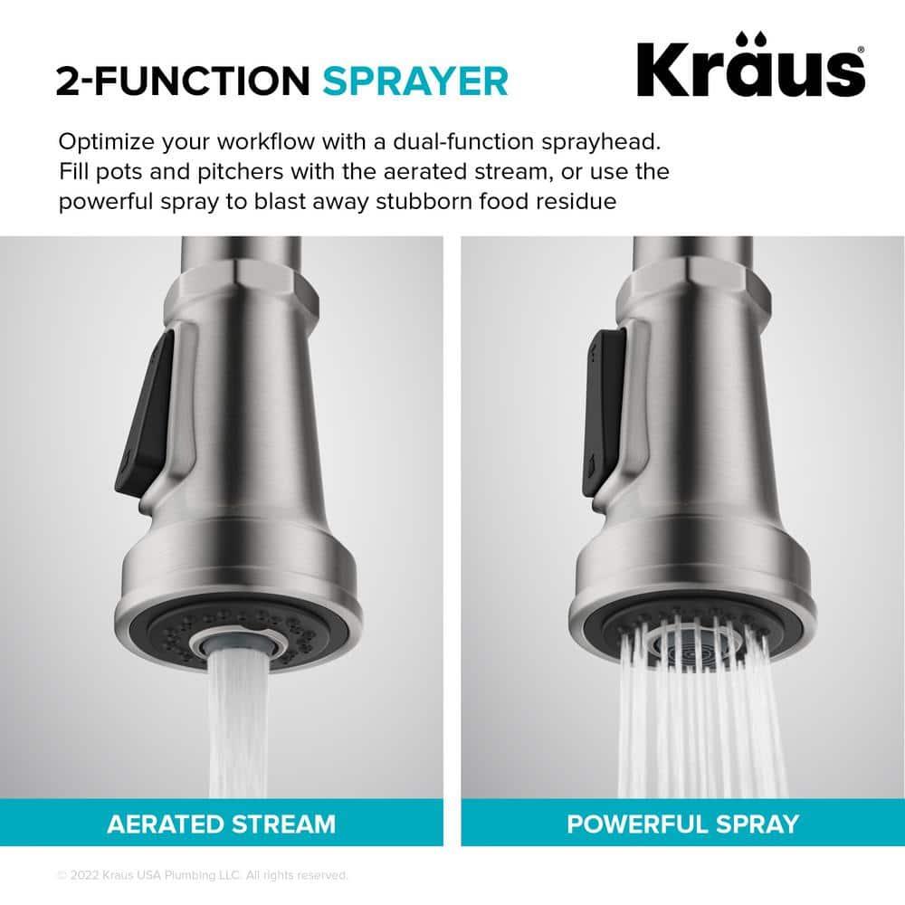 KRAUS Allyn Transitional Industrial Pull-Down Single Handle Kitchen Faucet in Chrome
