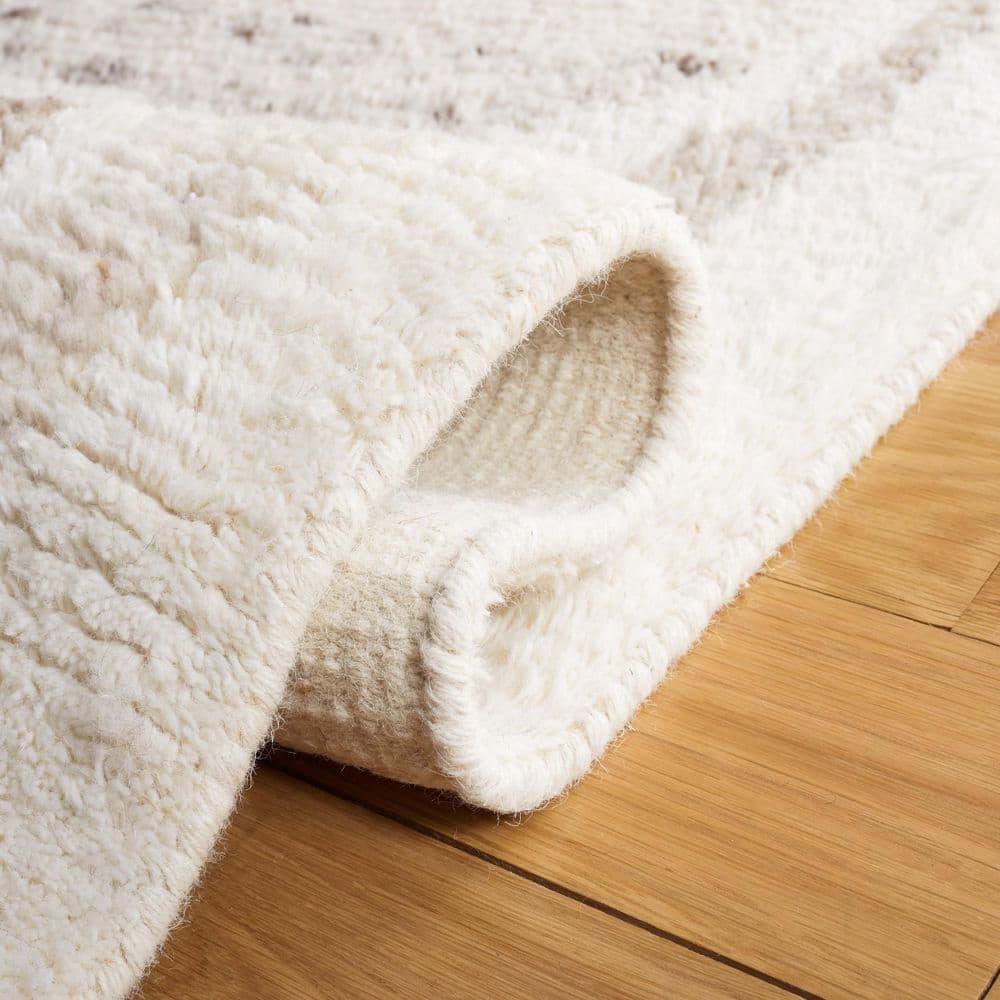 SAFAVIEH Casablanca Rhoda Geometric Wool Area Rug, Ivory/Brown, 3' x 5'