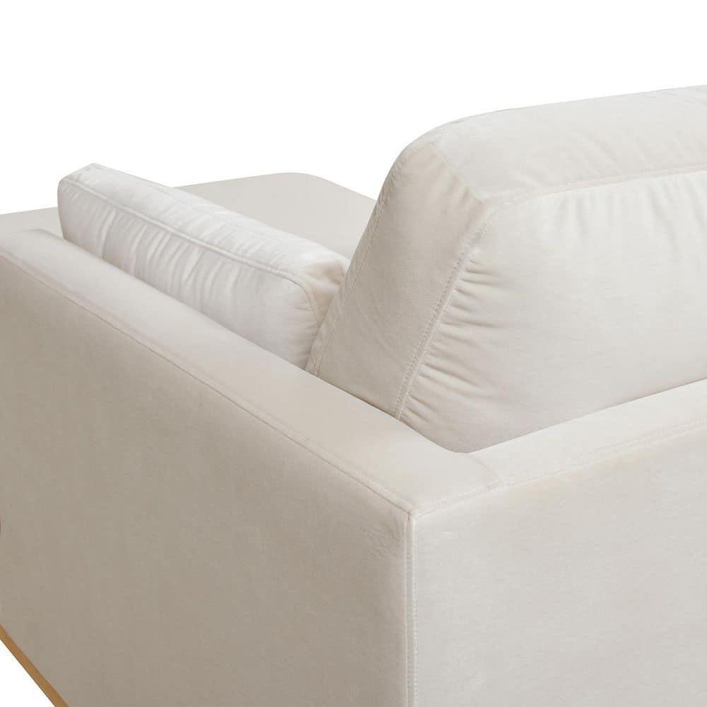 Jennifer Taylor Home Knox 65" Modern Farmhouse Performance Velvet Living Room Chaise Lounge Chair in French Beige