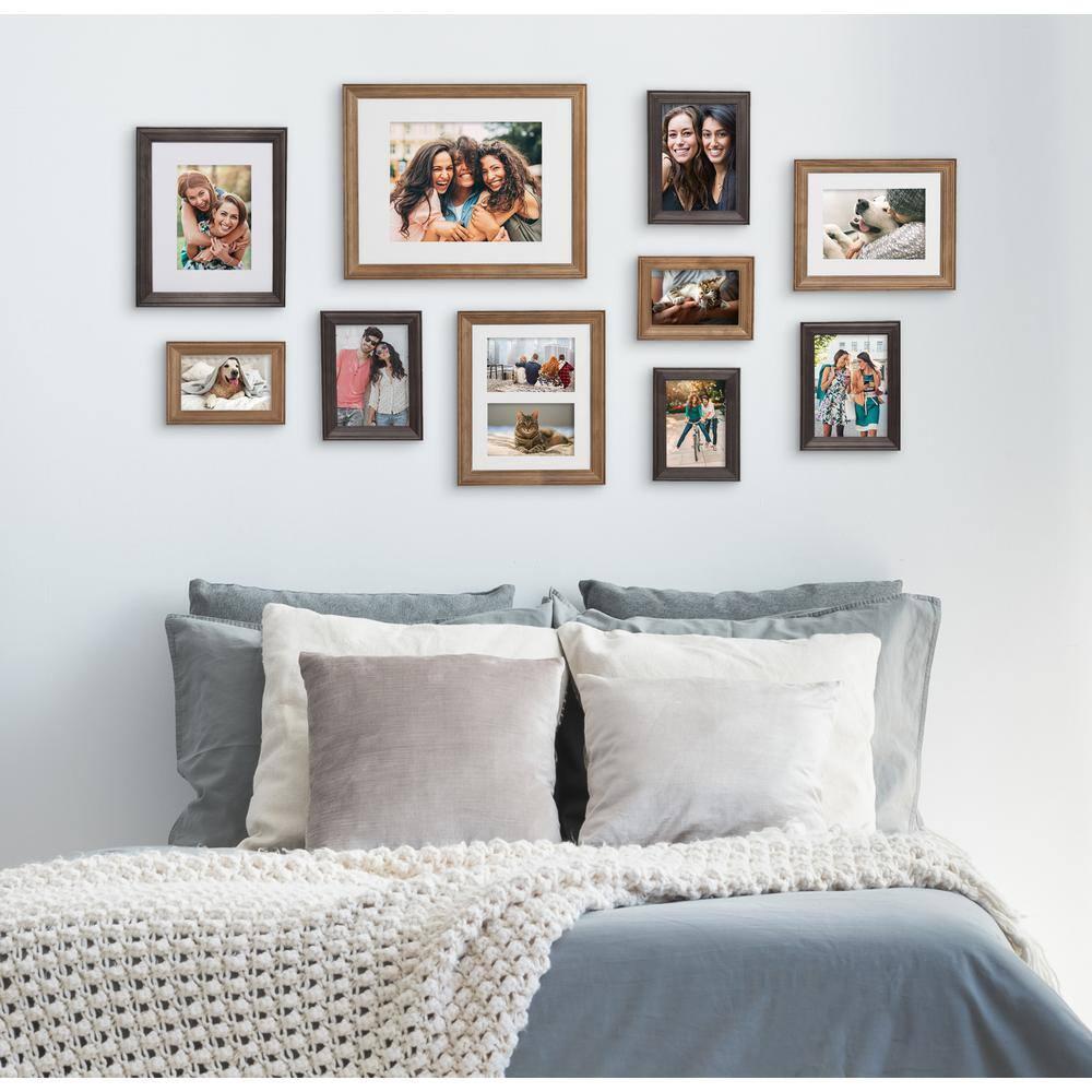 10pc Bordeaux Frame Box Set Natural Rustic/Charcoal Gray - Kate & Laurel All Things Decor: Wall Display, Multi-Size, Wood