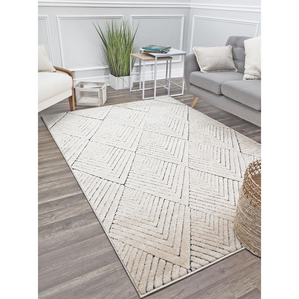 Tan Geometric Non-slip Rectangular Area Rug, 18" x 5"