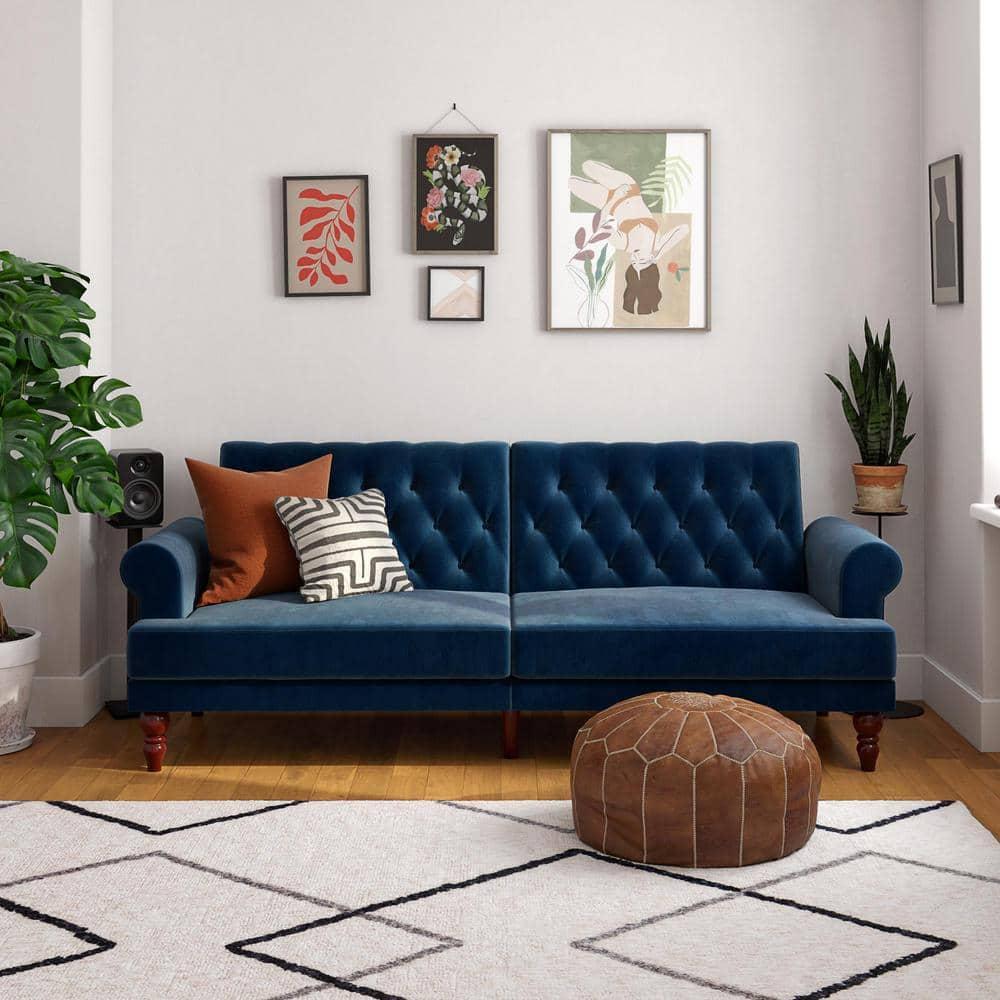 Cassidy Twin 83.5'' Velvet Tufted Convertible Sofa