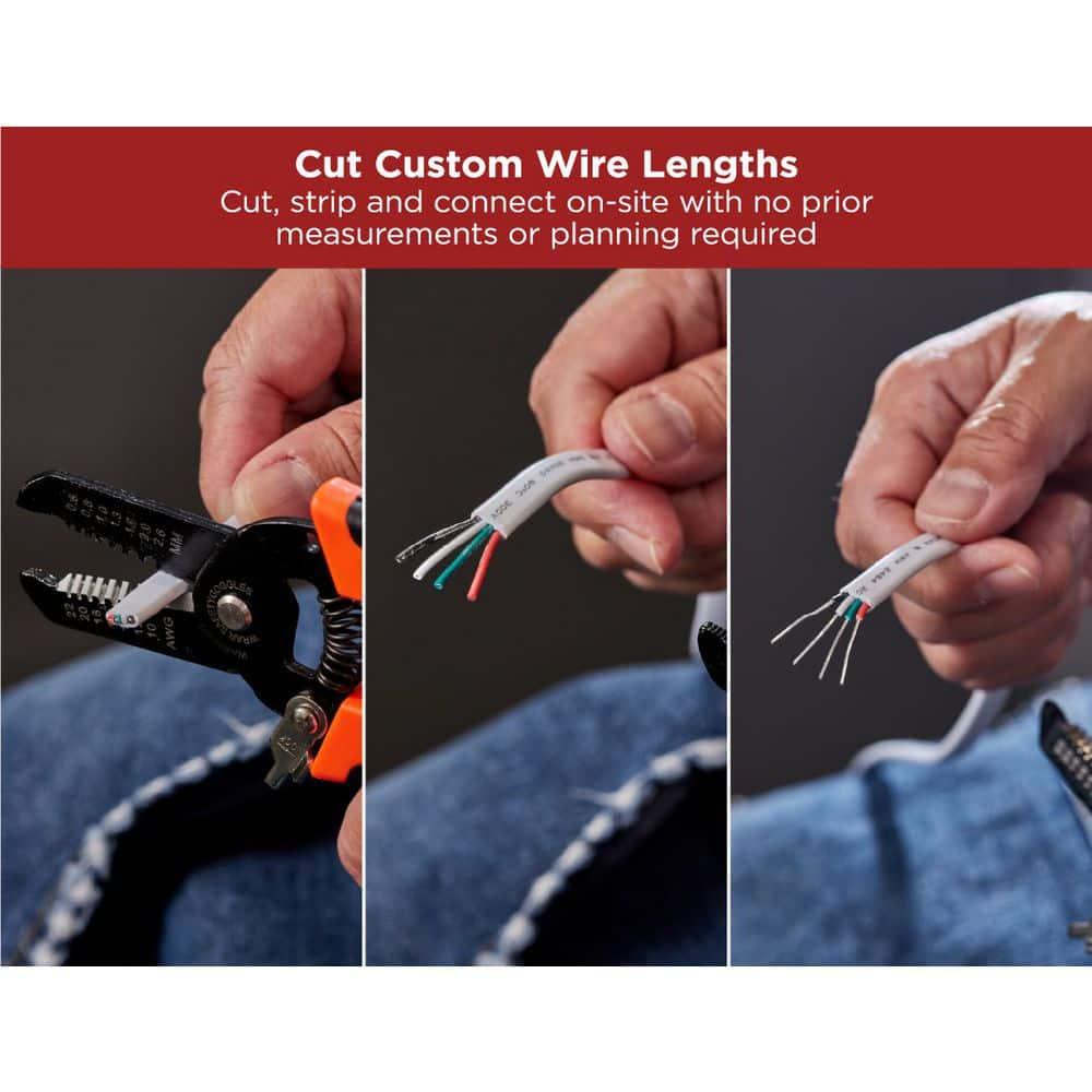 BLACK+DECKER PureOptics Professional Push Wire 25' Jumper Wire Spool for Under Cabinet Lighting, Flat 5/16" or 8mm Cable, 4-Core CL2 Compliant, Non-Metallic, White