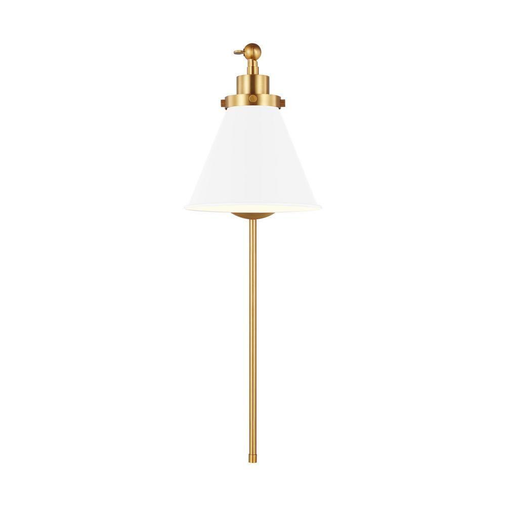 Wellfleet 8.75" Matte White & Burnished Brass Steel Wall Sconce