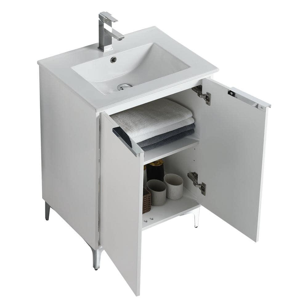 Fine Fixtures Wilmington 24 Inch Bathroom Vanity With Sink - Fully Assembled Bathroom Sink Cabinet, Bathroom Vanities, White Bathroom Vanity, Small Bathroom Sink Cabinet, 24 Bathroom Vanity With Sink