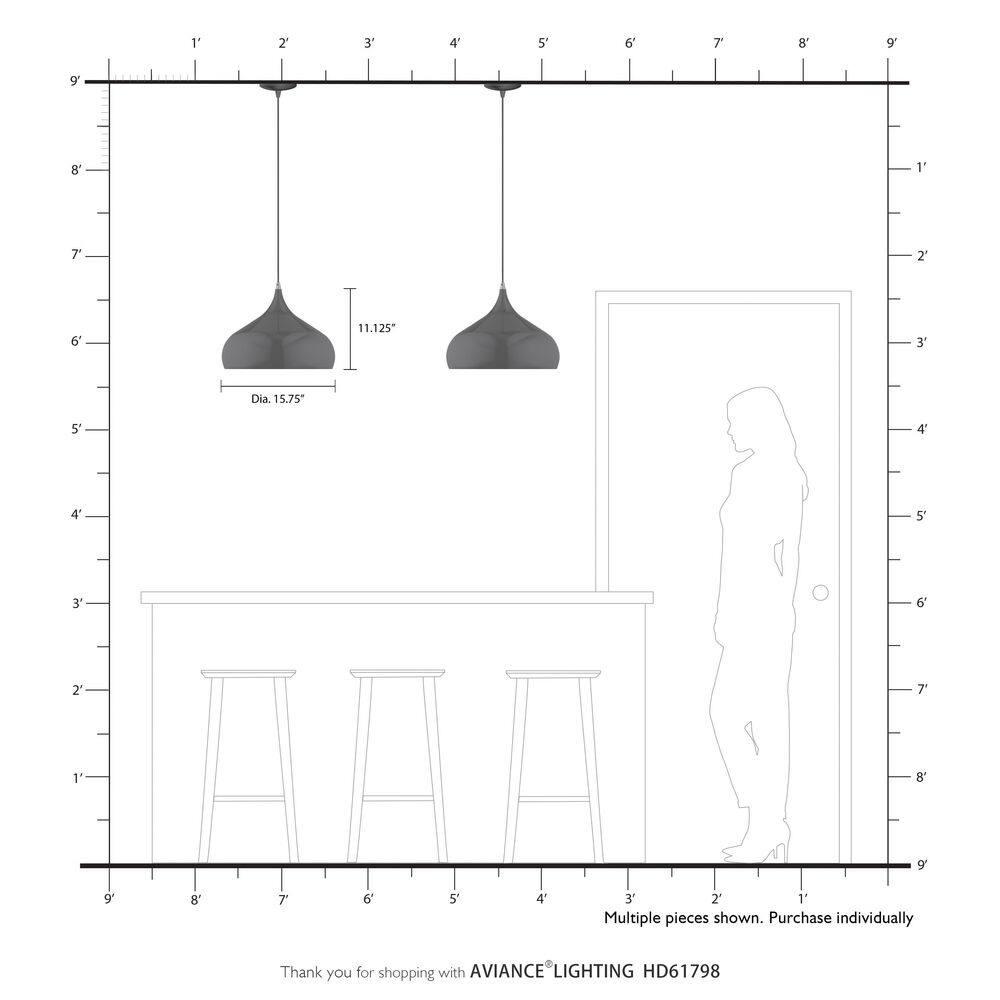 Livex Lighting Metal Shade 1 - Light Chandelier in  Brushed Aluminum