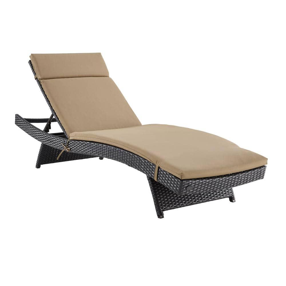 Biscayne Chaise Lounge with Mocha Cushion Brown - Crosley: Steel Frame, Weather-Resistant, Adjustable Back