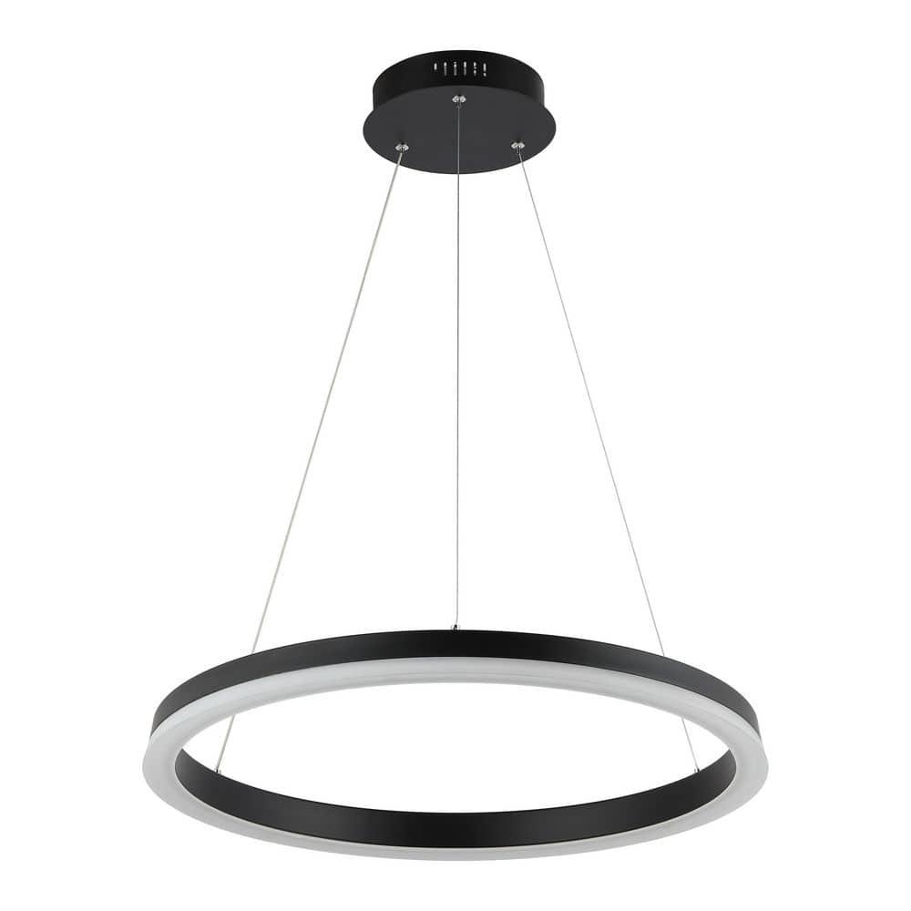 Brice 24" Round Integrated LED Metal Pendant, Matte Black