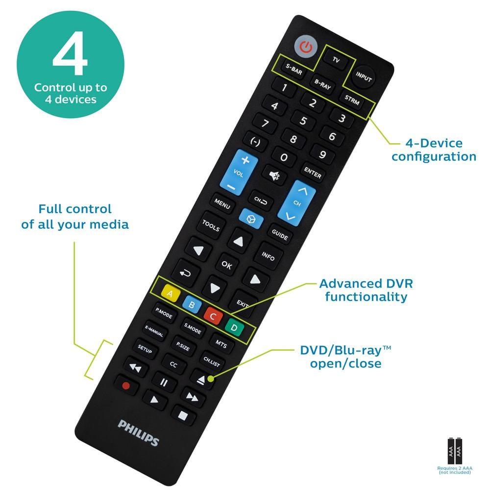 Samsung 4-Device Samsung Replacement Universal TV  Remote Control in Black, SRP4319S/27