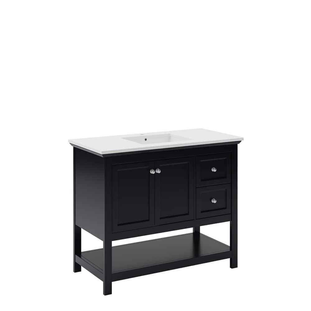 Fresca Manchester 42-in Black Undermount Single Sink Bathroom Vanity with White Quartz Top