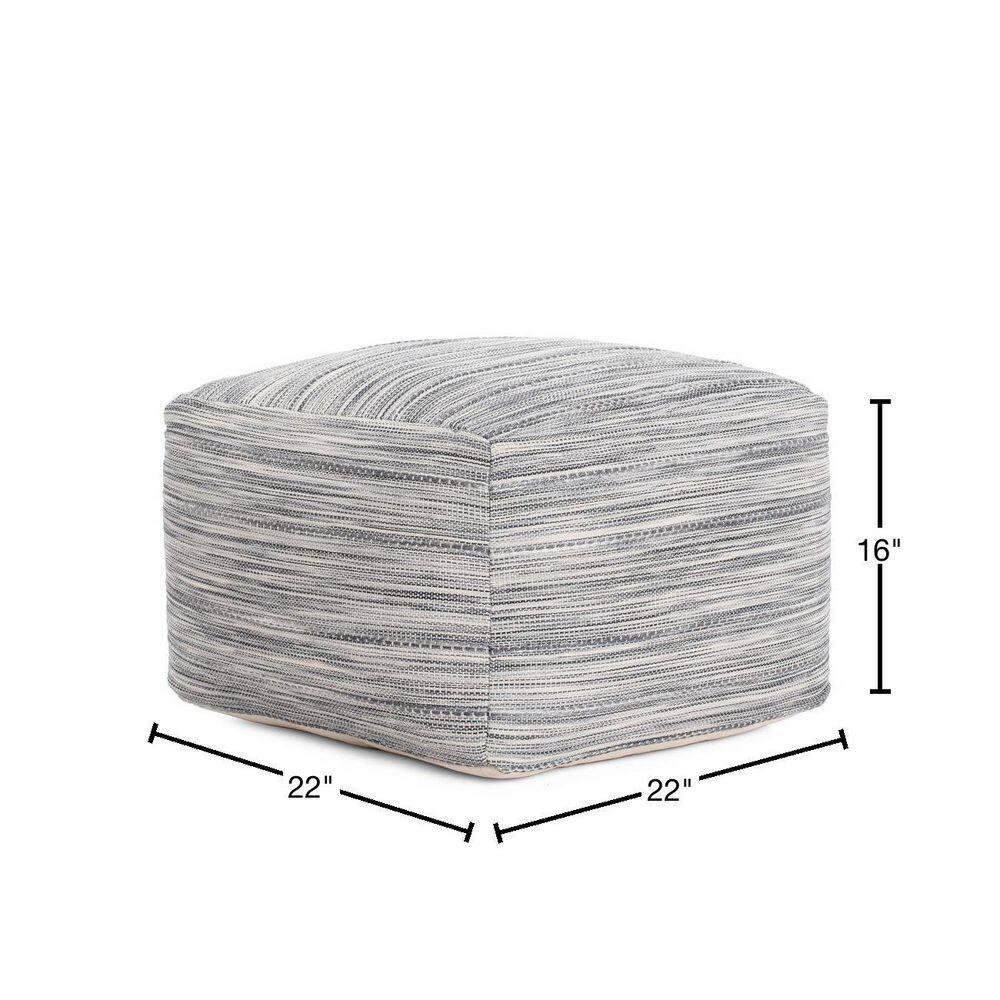 Joya Pouf Blue/Ivory - Anji Mountain: Square Unupholstered, Spot Clean, Fair Trade Certified, 17" Height
