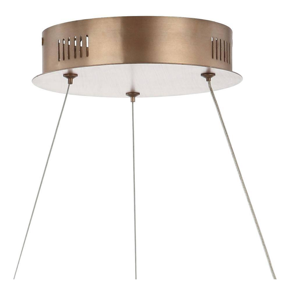 Cursive 24" Adjustable Spiral Integrated LED Metal Chandelier Ceiling Light, Coffee