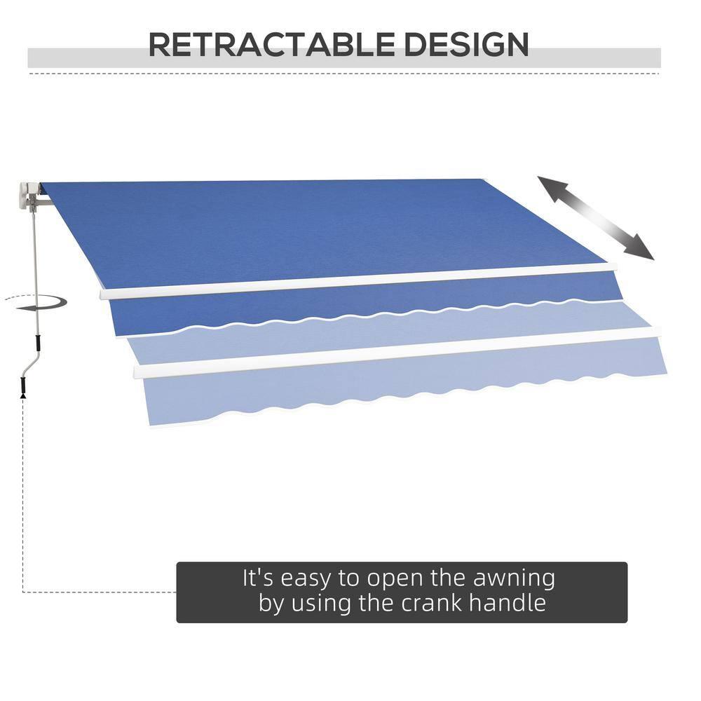 Outsunny 12' x 10' Manual Retractable Awning Outdoor Sunshade Shelter for Patio, Balcony, Yard, with Adjustable & Versatile Design, Dark Blue