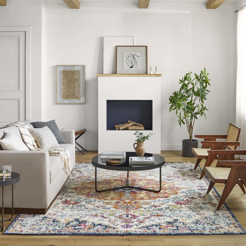 Livabliss 5'3"x7'3" Abby Traditional Rugs Aqua: Medium Pile, Stain & Fade-Resistant, Indoor Use