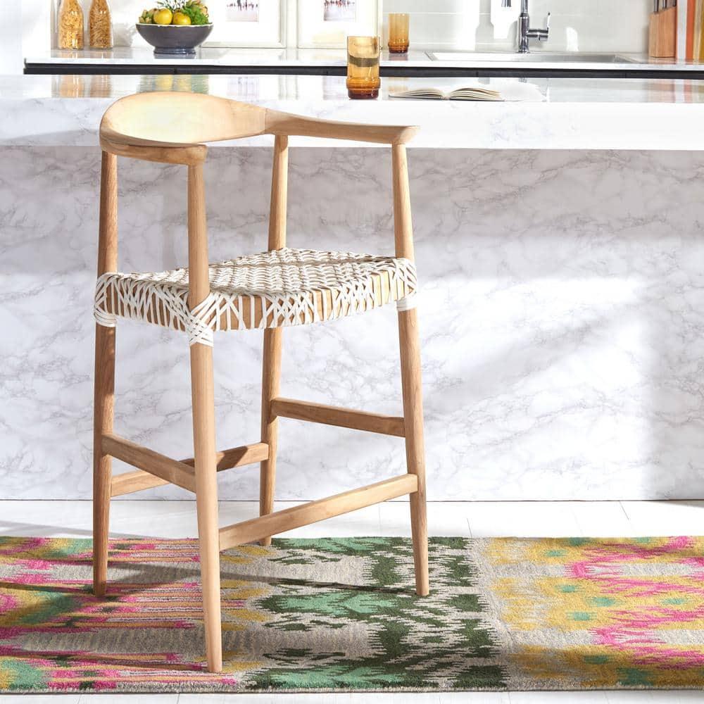 Bandelier Counter Stool - Natural/White - Safavieh