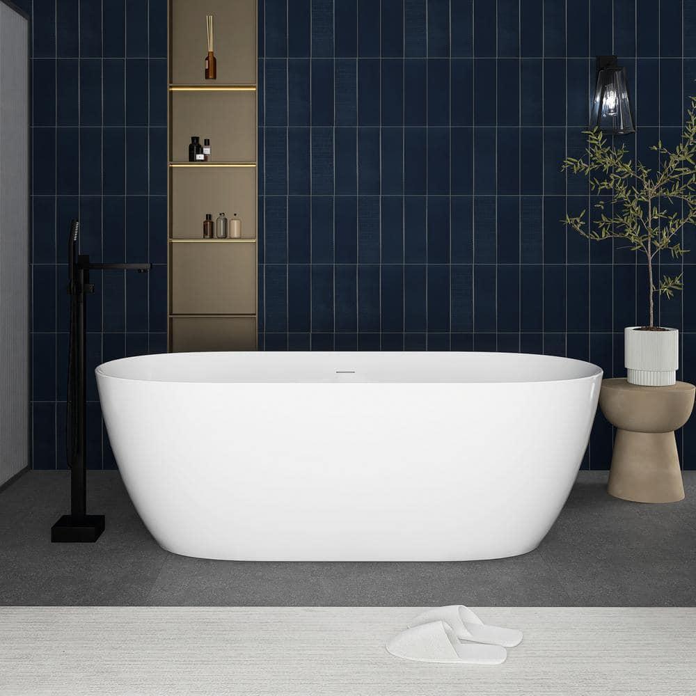 Staykiwi 67'' x 29'' Freestanding Soaking Plastic / Acrylic Bathtub JJCS04BT-67