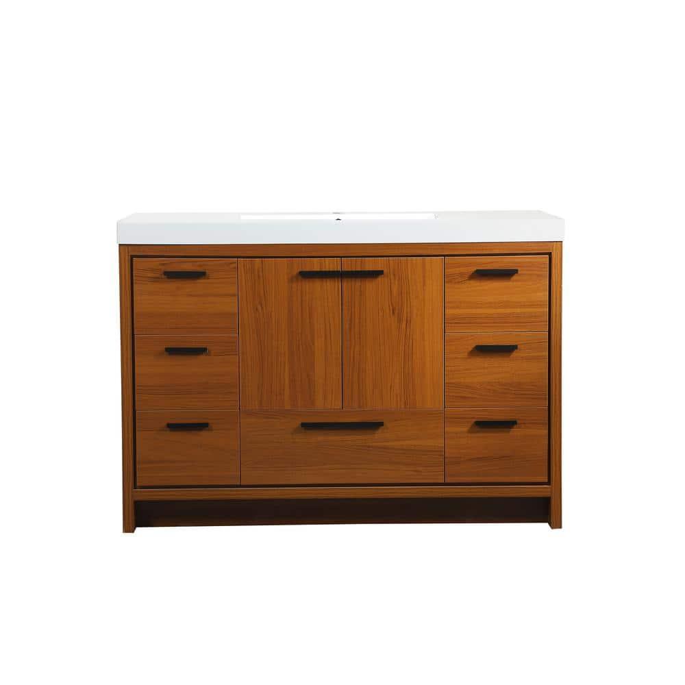 Elegant Decor Wyatt 48" Aluminum Alloy and MDF Single Bathroom Vanity in Teak