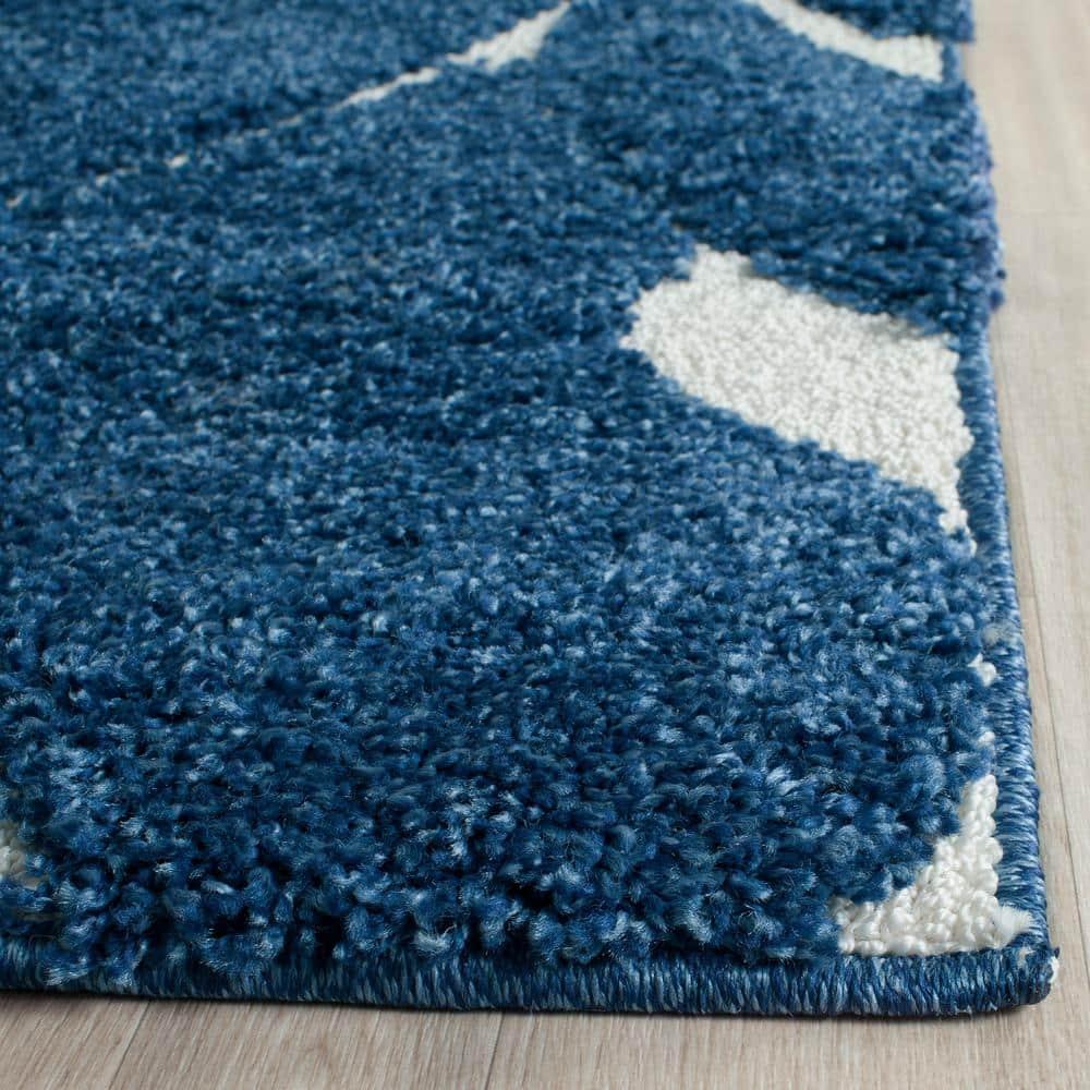 Florida Shag SG455 Power Loomed Indoor Area Rug - Dark Blue/Cream - 5'3"x7'6" - Safavieh.