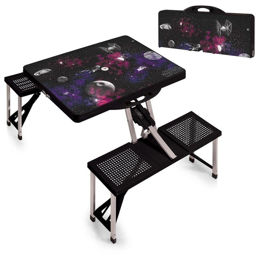 Death Star Black Picnic Table Sport Portable Folding Table with Seats